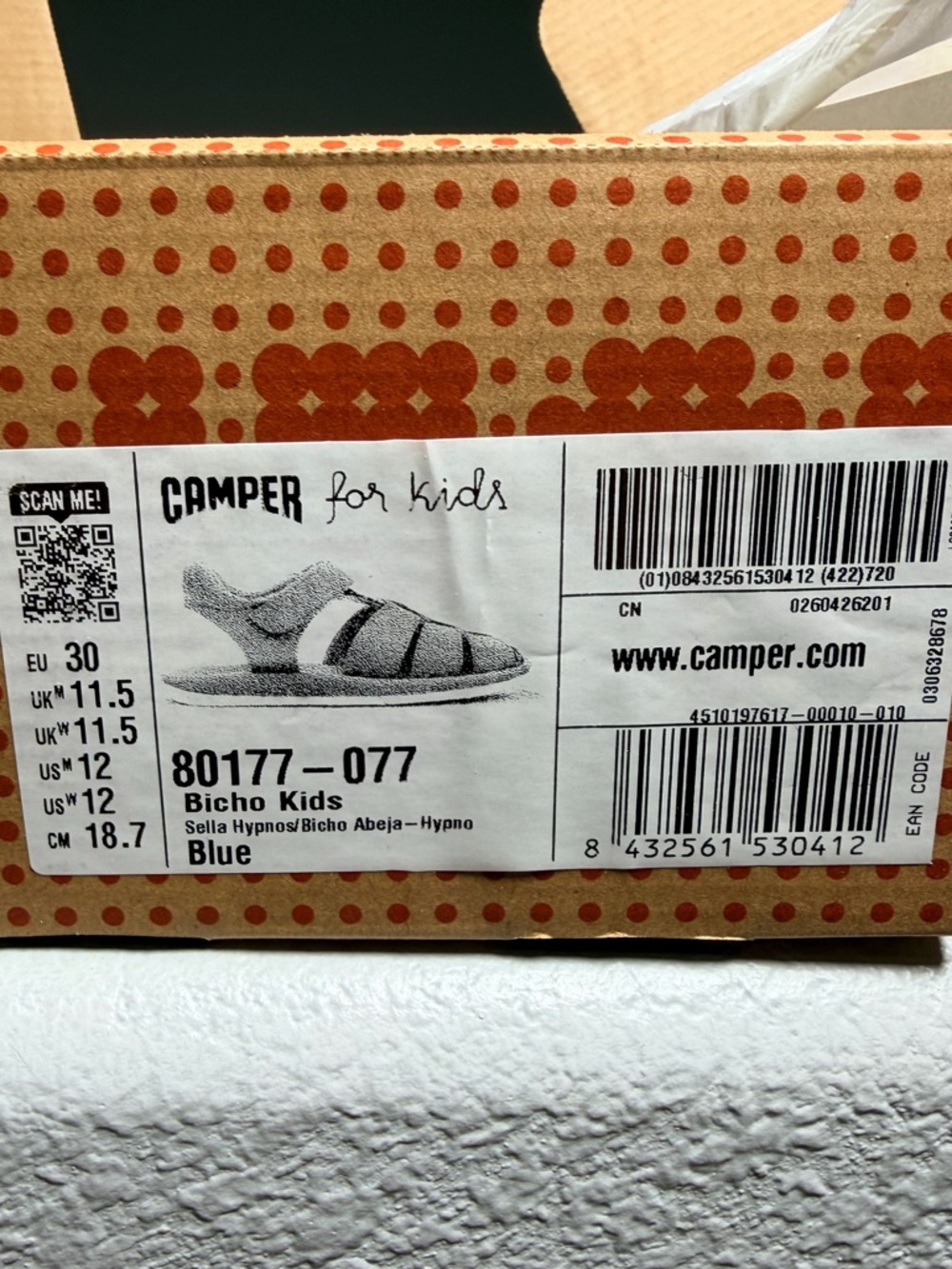 NWT-Camper Boys Navy Leather Strappy Sandals- - Picture 5 of 8
